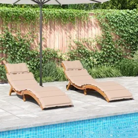 Tumbonas con cojines 2 uds madera maciza de acacia beige by vidaXL, Loungers - Ref: Foro24-3214835, Price: 323,92 €, Discount: %