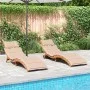 Tumbonas con cojines 2 uds madera maciza de acacia beige by vidaXL, Loungers - Ref: Foro24-3214835, Price: 337,49 €, Discount: %
