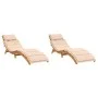 Tumbonas con cojines 2 uds madera maciza de acacia beige by vidaXL, Loungers - Ref: Foro24-3214835, Price: 337,49 €, Discount: %