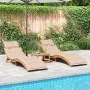 Tumbonas con cojines 2 uds madera maciza de acacia beige by vidaXL, Loungers - Ref: Foro24-3214835, Price: 337,49 €, Discount: %