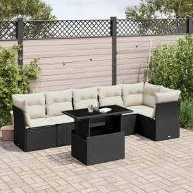 Set de sofás de jardín 7 pzas con cojines ratán sintético negro by vidaXL, Garden sets - Ref: Foro24-3266596, Price: 466,78 €...