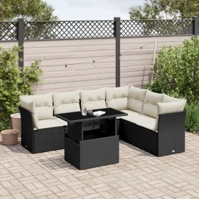 Set de sofás de jardín 7 pzas con cojines ratán sintético negro by vidaXL, Garden sets - Ref: Foro24-3266606, Price: 466,78 €...