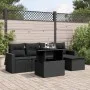 6-teiliges Gartensofa-Set und Kissen aus schwarzem Kunststoff-Rattan. von vidaXL, Gartensets - Ref: Foro24-3267235, Preis: 40...