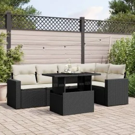 Set de sofás de jardín 6 piezas y cojines ratán sintético negro by vidaXL, Garden sets - Ref: Foro24-3267256, Price: 420,14 €...