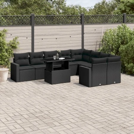 Set de sofás de jardín 10 pzas cojines ratán sintético negro by vidaXL, Garden sets - Ref: Foro24-3267495, Price: 681,94 €, D...