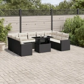 Gartensofa-Set, 10-teilig, mit schwarzen Kissen und synthetischem Rattan. von vidaXL, Gartensets - Ref: Foro24-3267476, Preis...