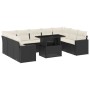 Gartensofa-Set, 10-teilig, mit schwarzen Kissen und synthetischem Rattan. von vidaXL, Gartensets - Ref: Foro24-3267476, Preis...