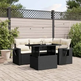 Gartenmöbel-Set 5-teilig mit schwarzen Polstern aus synthetischem Rattan von vidaXL, Gartensets - Ref: Foro24-3267876, Preis:...