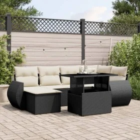 Set de sofás de jardín 7 pzas con cojines ratán sintético negro by vidaXL, Garden sets - Ref: Foro24-3268676, Price: 485,02 €...