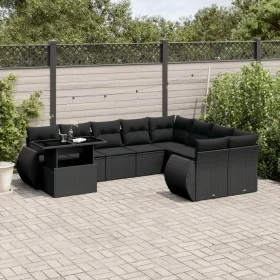 Set de sofás de jardín 10 pzas cojines ratán sintético negro by vidaXL, Garden sets - Ref: Foro24-3268765, Price: 760,23 €, D...