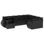 Gartensofa-Set, 10-teilig, mit schwarzen Kissen und synthetischem Rattan. von vidaXL, Gartensets - Ref: Foro24-3268765, Preis...