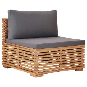 Central garden sofa with gray solid teak wood cushion by vidaXL, Modular outdoor sofas - Ref: Foro24-49377, Price: 280,67 €, ...