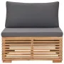 Central garden sofa with gray solid teak wood cushion by vidaXL, Modular outdoor sofas - Ref: Foro24-49377, Price: 280,67 €, ...