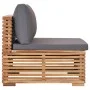 Central garden sofa with gray solid teak wood cushion by vidaXL, Modular outdoor sofas - Ref: Foro24-49377, Price: 280,67 €, ...