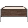 Brown oak metal engineered wood bed frame 90x200 cm by vidaXL, Beds and slatted bases - Ref: Foro24-844970, Price: 95,07 €, D...