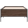 Estructura cama madera ingeniería metal roble marrón 90x200 cm de vidaXL, Camas y somieres - Ref: Foro24-844970, Precio: 96,2...
