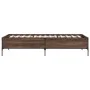 Brown oak metal engineered wood bed frame 90x200 cm by vidaXL, Beds and slatted bases - Ref: Foro24-844970, Price: 95,07 €, D...