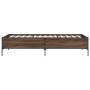 Estructura cama madera ingeniería metal roble marrón 90x200 cm de vidaXL, Camas y somieres - Ref: Foro24-844970, Precio: 96,2...