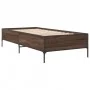 Brown oak metal engineered wood bed frame 90x200 cm by vidaXL, Beds and slatted bases - Ref: Foro24-844970, Price: 95,07 €, D...