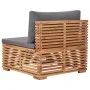 Central garden sofa with gray solid teak wood cushion by vidaXL, Modular outdoor sofas - Ref: Foro24-49377, Price: 280,67 €, ...