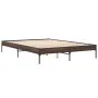 Estructura cama madera ingeniería metal marrón roble 160x200 cm de vidaXL, Camas y somieres - Ref: Foro24-845010, Precio: 113...