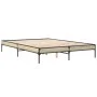 Estructura cama madera ingeniería metal roble Sonoma 150x200 cm de vidaXL, Camas y somieres - Ref: Foro24-845012, Precio: 88,...