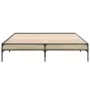 Estructura cama madera ingeniería metal roble Sonoma 150x200 cm de vidaXL, Camas y somieres - Ref: Foro24-845012, Precio: 88,...