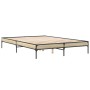 Bettgestell aus Sonoma-Eiche-Metallwerkstoff, 150 x 200 cm von vidaXL, Betten und Lattenroste - Ref: Foro24-845012, Preis: 89...