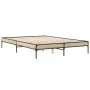 Estructura cama madera ingeniería metal roble Sonoma 150x200 cm de vidaXL, Camas y somieres - Ref: Foro24-845012, Precio: 88,...