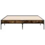Engineered wood bed frame metal smoked oak 140x190cm by vidaXL, Beds and slatted bases - Ref: Foro24-845038, Price: 86,32 €, ...