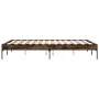 Engineered wood bed frame metal smoked oak 140x190cm by vidaXL, Beds and slatted bases - Ref: Foro24-845038, Price: 86,32 €, ...