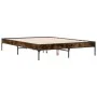 Engineered wood bed frame metal smoked oak 140x190cm by vidaXL, Beds and slatted bases - Ref: Foro24-845038, Price: 86,32 €, ...