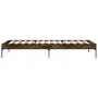 Bettgestell aus Holzwerkstoff, Metall, geräucherte Eiche, 90 x 200 cm von vidaXL, Betten und Lattenroste - Ref: Foro24-845033...
