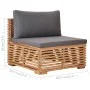 Central garden sofa with gray solid teak wood cushion by vidaXL, Modular outdoor sofas - Ref: Foro24-49377, Price: 280,67 €, ...