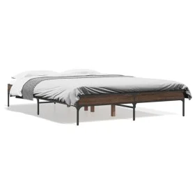 Bettgestell aus eichenbraunem Metallwerkstoff, 120 x 190 cm von vidaXL, Betten und Lattenroste - Ref: Foro24-845050, Preis: 8...