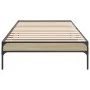 Estructura cama madera ingeniería metal roble Sonoma 90x190 cm de vidaXL, Camas y somieres - Ref: Foro24-845052, Precio: 60,4...