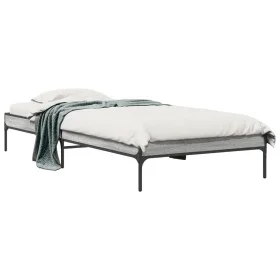 Sonoma gray metal engineered wood bed frame 75x190 cm by vidaXL, Beds and slatted bases - Ref: Foro24-845059, Price: 60,50 €,...
