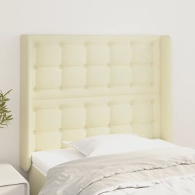 Cabecero con orejas cuero sintético color crema 93x16x118/128cm