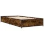 Engineered wood metal bed frame smoke oak 100x200 cm by vidaXL, Beds and slatted bases - Ref: Foro24-845108, Price: 70,89 €, ...