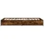 Engineered wood metal bed frame smoke oak 100x200 cm by vidaXL, Beds and slatted bases - Ref: Foro24-845108, Price: 70,89 €, ...