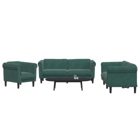 Dreiteiliges Sofaset aus dunkelgrünem Samt. von vidaXL, Sofas - Ref: Foro24-3209211, Preis: 746,38 €, Rabatt: %