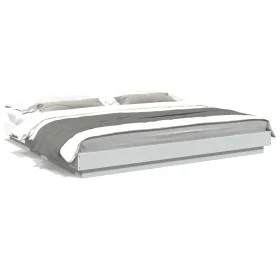Estructura cama y luces LED madera ingeniería blanca 200x200 cm de vidaXL, Camas y somieres - Ref: Foro24-3281070, Precio: 20...