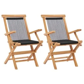 Folding garden chairs 2 pcs solid teak wood and rope by vidaXL, Garden chairs - Ref: Foro24-49362, Price: 148,76 €, Discount: %