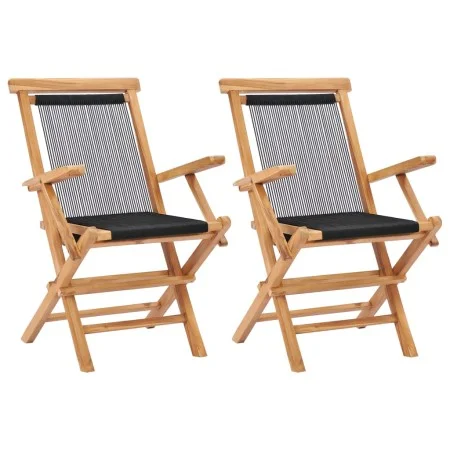 Folding garden chairs 2 pcs solid teak wood and rope by vidaXL, Garden chairs - Ref: Foro24-49362, Price: 148,72 €, Discount: %