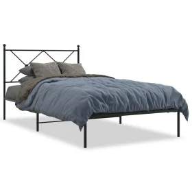 Bed frame with black metal headboard 100x190 cm by vidaXL, Beds and slatted bases - Ref: Foro24-376496, Price: 64,86 €, Disco...