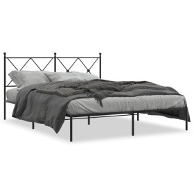 Estructura de cama con cabecero metal negro 160x200 cm de vidaXL, Camas y somieres - Ref: Foro24-376505, Precio: 126,13 €, De...