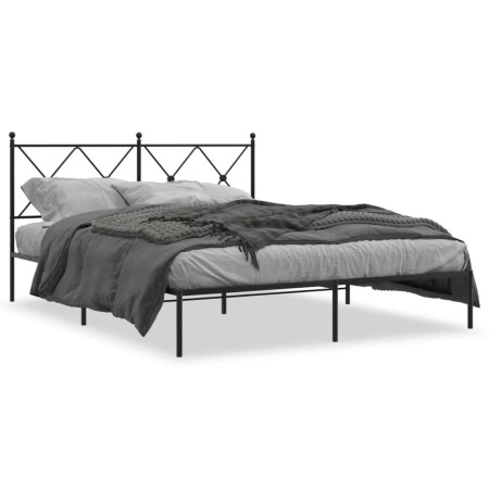 Estructura de cama con cabecero metal negro 160x200 cm de vidaXL, Camas y somieres - Ref: Foro24-376505, Precio: 126,02 €, De...