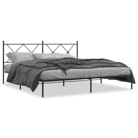 Bed frame with black metal headboard 183x213 cm by vidaXL, Beds and slatted bases - Ref: Foro24-376507, Price: 123,59 €, Disc...