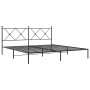 Bed frame with black metal headboard 183x213 cm by vidaXL, Beds and slatted bases - Ref: Foro24-376507, Price: 123,59 €, Disc...