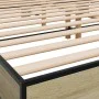 Estructura cama madera ingeniería metal roble Sonoma 180x200 cm de vidaXL, Camas y somieres - Ref: Foro24-3280223, Precio: 12...